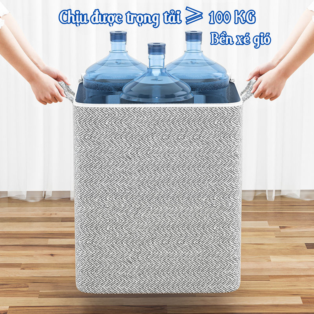 Túi Đựng Quần Áo Chăn Màn Cỡ Lớn DinoHome, Túi Vải Gấp Gọn Có Quai Xách, Tiện Lợi Khi Chuyển Nhà