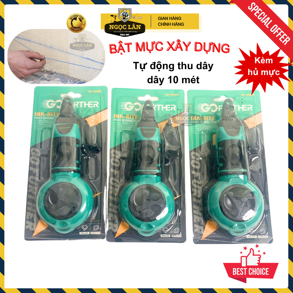 Bộ bật mực tự động, búng mực, thước búng mực tự động thu dây, dây chỉ 10m kèm hủ mực