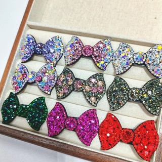 Kẹp tóc hoạt hình hình nơ bằng đá rhinestone Séc nhập khẩu, kim cương lấp lánh tinh xảo, kẹp tóc mái bên 7DKL