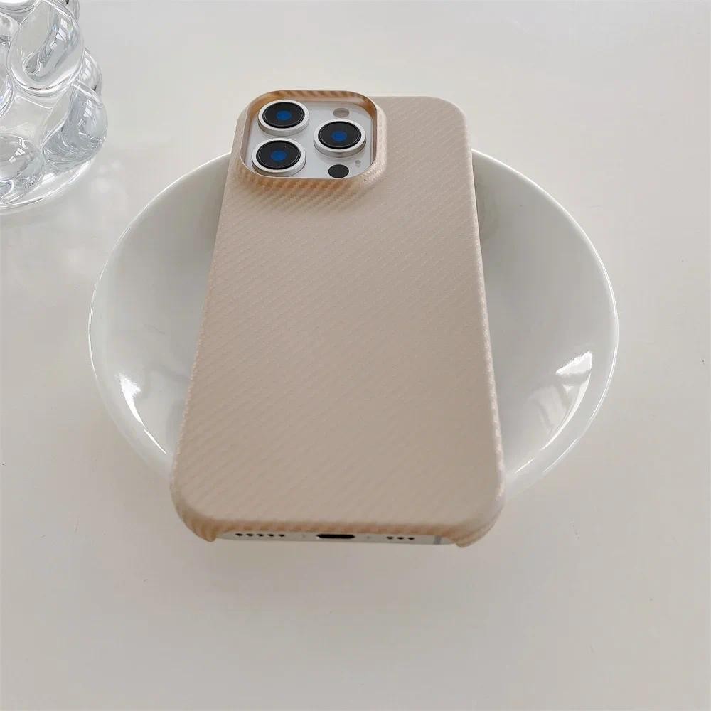 Dành Cho IPhone 16 15 14 13 12 Pro Max Kevlar Họa Tiết Ốp Lưng Điện Thoại 16 Plus Sợi Carbon Da Không Biên Giới Vỏ Bảo Vệ