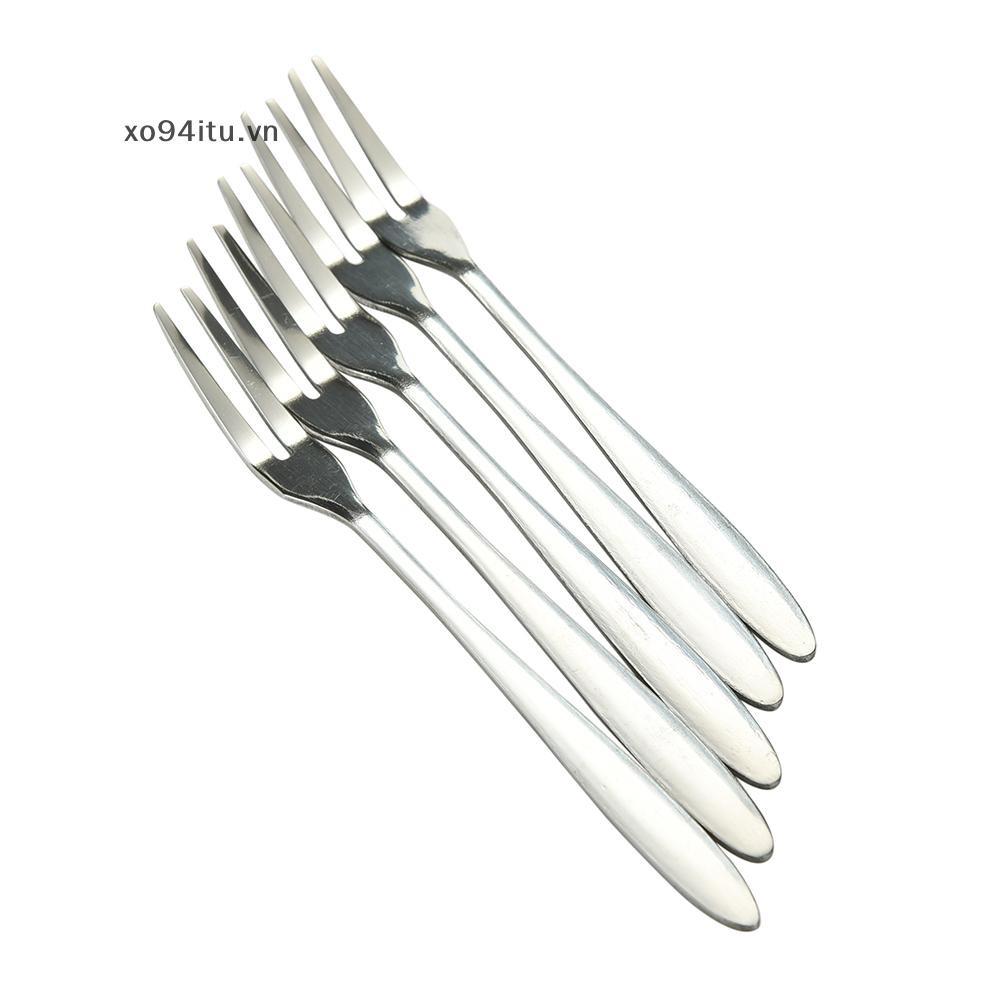 XOITU 5 Chiếc Nĩa Trái Cây Bằng Thép Không Gỉ Hai Răng Món Tráng Miệng Nĩa Gia Đình Đồ Dùng Nhà Bếp VN