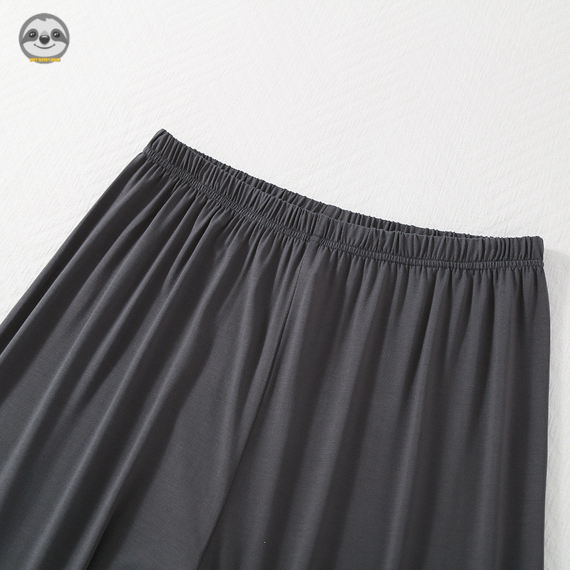 Phong cách Nhật Bản Muji Style / Bộ đồ ngủ ngắn tay bằng sợi tre màu trơn đơn giản dành cho nam / Thường ngày có thể mặc bên ngoài phòng chờ