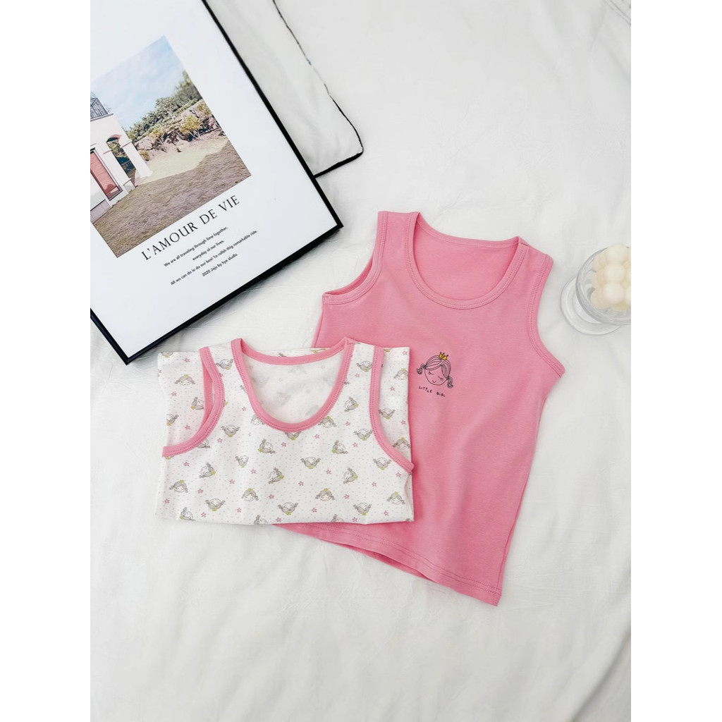 Lớp A Cotton Co Giãn Áo Vest Trẻ Em Mùa Hè Mỏng Phong Cách Bé Trai Bé Gái Hoạt Hình Áo Lót Đáy Sling Thoáng Khí Phong Cách Thể Thao 110-160 Kích Thước HABO