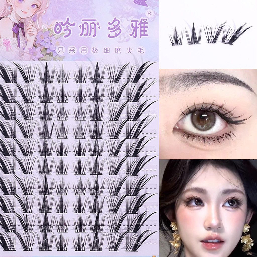 Bộ lông mi giả phân đoạn 3 trong 1 kiểu hỗn hợp - Manga 3D tự nhiên Lông mi gốc đen - Không keo dán / Phong cách keo 2 Tùy chọn