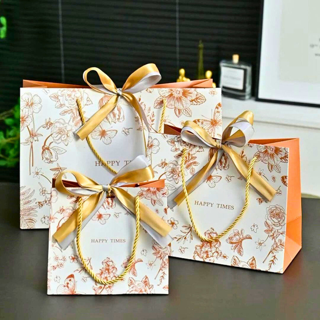 [Combo 2] Túi giấy Happy Times trắng cam TU69 đựng quà sinh nhật, sự kiện, đồ lưu niệm cho bạn bè người thân