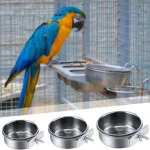 Bát thức ăn cho chim bằng thép không gỉ Dễ dàng làm sạch cho chim Lồng Coops Cup