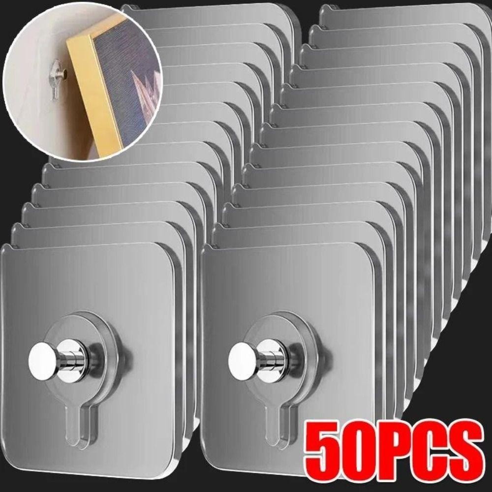 Móc khung ảnh có giá rẻ 10-50 chiếc, Móc tự dính chống nước trong suốt, Giá treo hình ảnh dính chắc chắn không cần khoan cho đồng hồ khung ảnh