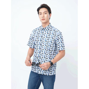 Sơ mi tay ngắn lai ngang VIETTIEN SMART CASUAL vải Bamboo phom REGULAR VT00000378