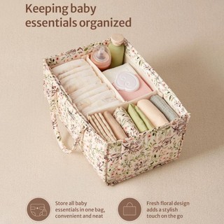 MEGOCE Tã Caddies, Túi đựng tã gấp in hoa cho bé, Dung tích lớn có tay cầm Túi đựng mẹ để du lịch Đồ thiết yếu cho bé