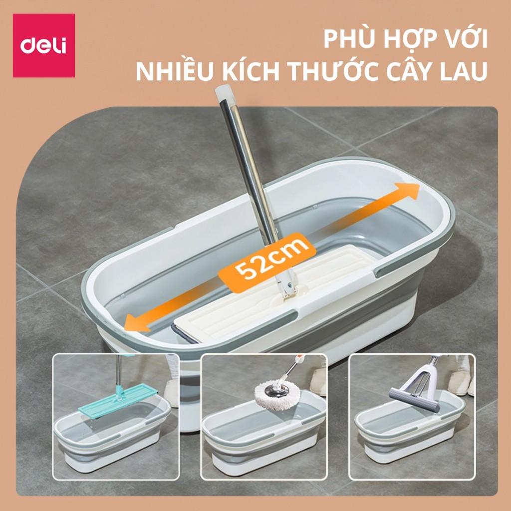 Xô Gấp Gọn Đa Năng Silicon DELIxVusign - Thiết kế thông minh vệ sinh nhà cửa, giặt cây lau nhà, chùi kính, xô ô tô