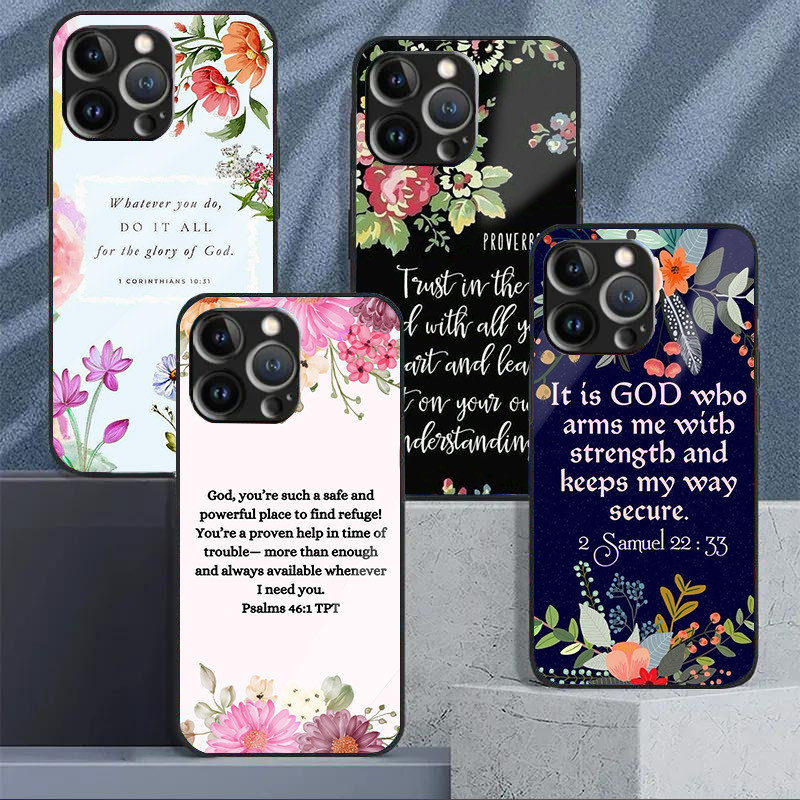 Chúa Giêsu Chúa Kitô Câu Kinh Thánh Thánh Thánh Vịnh 04 Vỏ Điện Thoại Kính Cho IPhone 16 15 14 13 12 11 Pro XR XS Max Plus Mini X XR 8 7 6s SE2 / 3