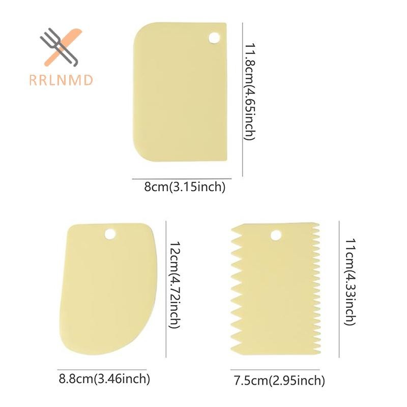 RRLNMD 3 Chiếc Kem Cạp Phù Hợp Với DIY Nhà Bếp Thẳng Hình Răng Kem Cắt Bánh Mì Bánh Nhựa Bánh Ngọt Cạp Nướng Bánh Fondant Dụng Cụ MỚI
