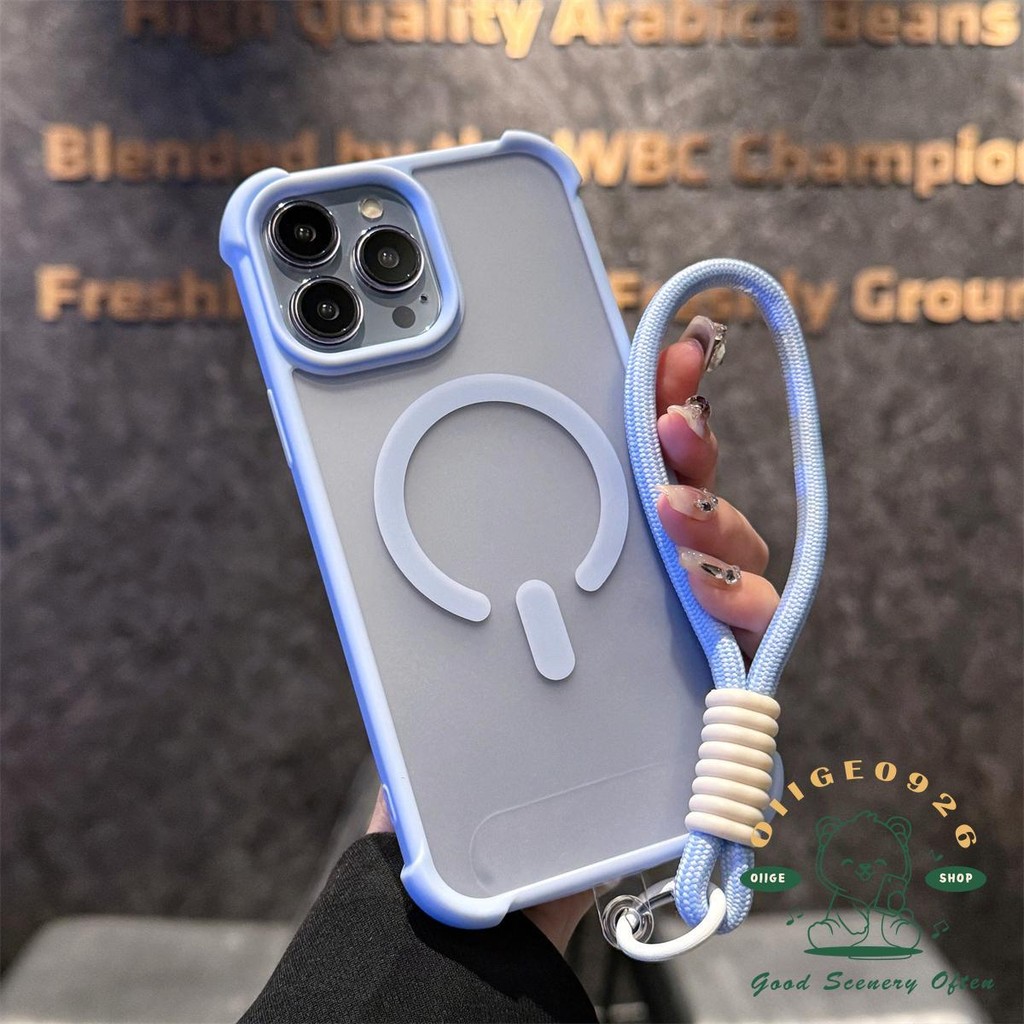 [Vỏ dây buộc] Vỏ điện thoại từ tính mờ túi khí iphone16 Pro Max 15 14 13 12 11 cho vỏ iPhone vỏ mềm TPU chống sốc