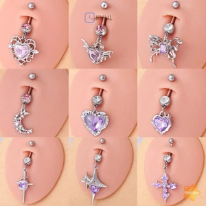 Nhẫn Rốn Inox Cho Nữ Flash Kim Cương Giả Bikini Bụng Nút Móng Tay Trang Trí Cơ Thể Piercings Trang Sức Mới