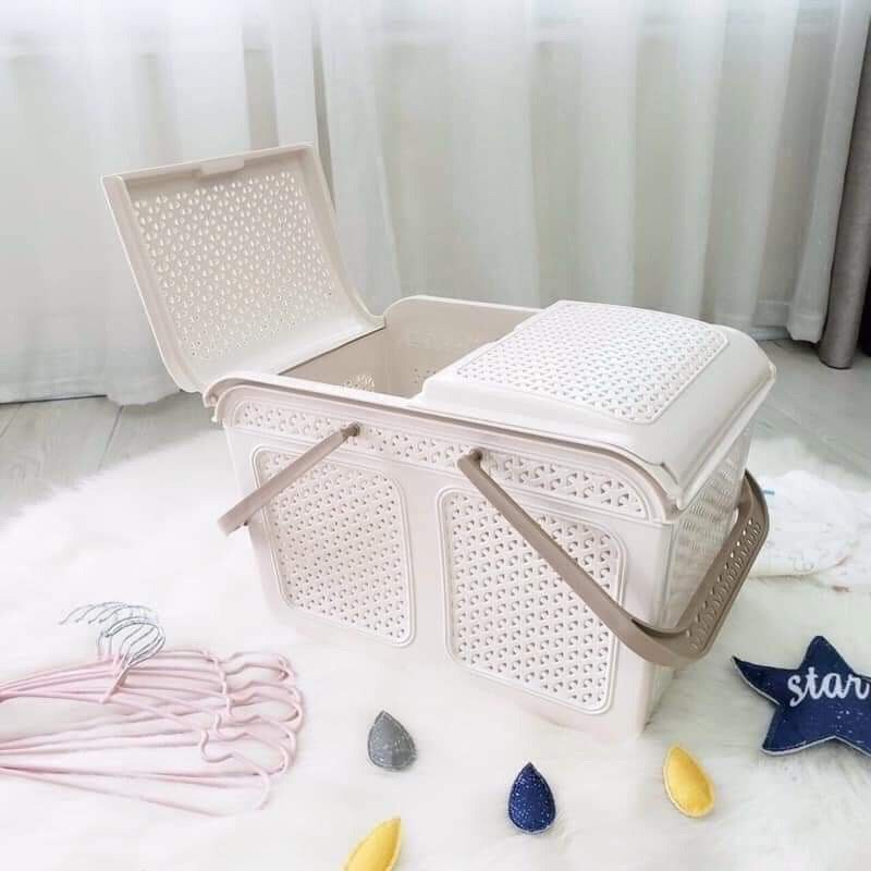 Làn Đi Sinh Việt Nhật Đa Năng Có Nắp Mở Rộng Tiện Lợi, Giỏ đựng đồ sơ sinh cho bé AMIZIN