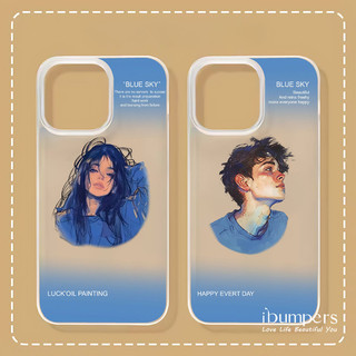 ibumpers Ốp Điện Thoại iPhone Charming Gradient Art Couple Pattern Ốp Lưng Trong Suốt Nhám Mờ Chống Bẩn Chống Sốc Cho IPhone 16 15 14 12 13 11 Pro Max IP 7 8 Plus X XS XR