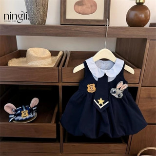 Cos Bunny Cảnh sát Cô gái Bé JK Váy phồng dễ thương với cổ áo kiểu học viện