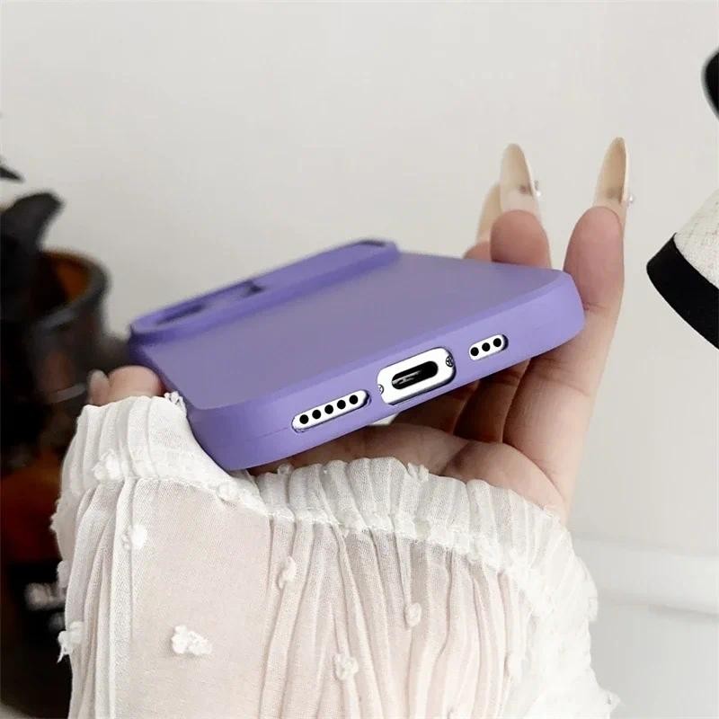 Ốp Điện Thoại Bảo Vệ Ống Kính Máy Ảnh Trượt Cho IPhone 16E 16 15 14 Plus 13 12 11 Pro XS XR Max 8 7 Vỏ Silicon Mềm Chống Sốc