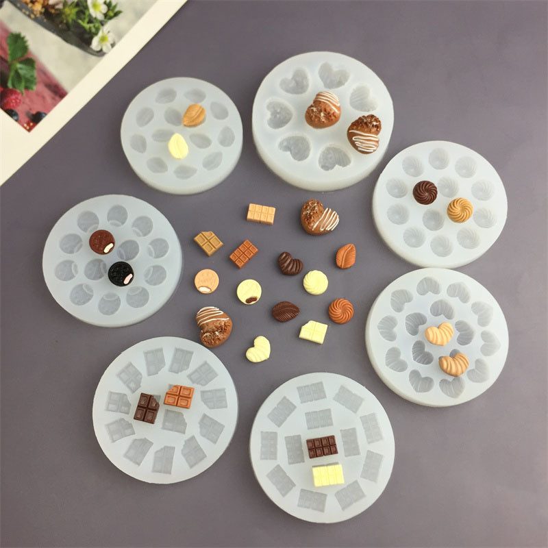Mini Hình Trái Tim Bánh Quy Lá Sô Cô La Kem Định Hình Khuôn Silicon DIY Fondant Bánh Trang Trí Trang Trí Khuôn