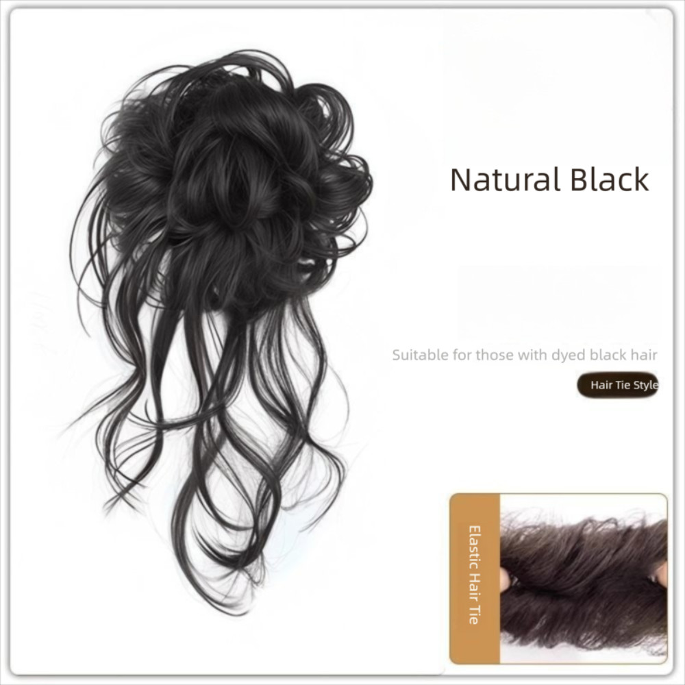 Dây buộc và kẹp tóc giả NATURALHM, tự nhiên mượt mà, màu nâu xoăn - Phụ kiện tóc