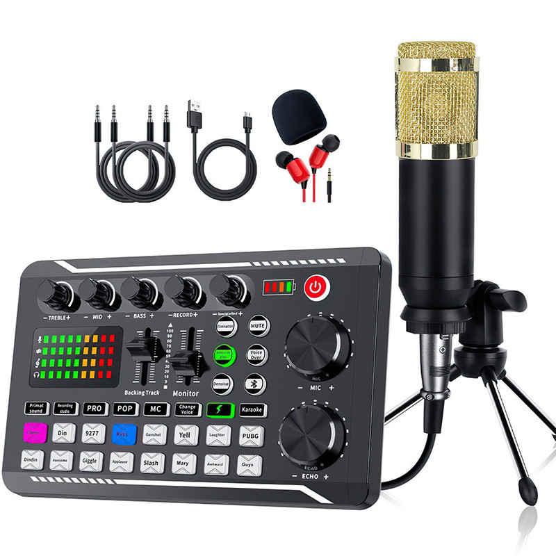 Thiết bị Podcast Gói Micro Condenser Bộ trộn âm thanh Bộ ghi âm phòng thu