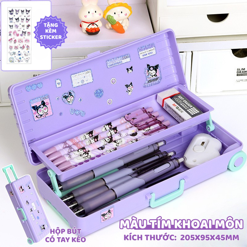 Hộp Bút Kéo 2 Tầng Xinh Xắn  Chống Nước - Hộp Đựng Bút Học Sinh Sức Chứa Lớn, Hình Hoạt Hình Dễ Thương