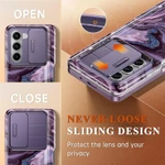 GVIEWIN cho Samsung Galaxy Z Fold 6 Ốp lưng có giá đỡ bút S, [Vỏ máy ảnh trượt & Bảo vệ màn hình], Bảo vệ bản lề chắc chắn Vỏ điện thoại đá cẩm thạch bảo vệ chống sốc cho Z Fold 6 (Q — ảnh 5