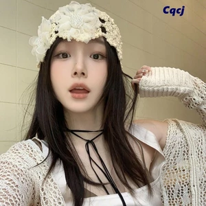 Mũ Dệt Kim CQCJ, Mũ Nồi Ren Hoa, Thoáng Khí Rỗng Thời Trang Mùa Hè Skullies Mũ Dành Cho Nữ
