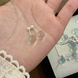 Bông Tai Bạc 925 Nữ Aquamarine Vít Xoắn Ốc Đơn Giản Mini Cao Cấp