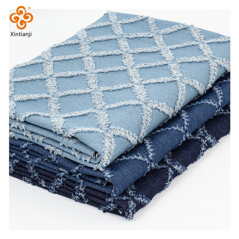 Dày Xanh Hình Thoi Rửa Vải Denim Mềm Mại DIY Túi Thiết Kế Vải Handmade DIY Quần Áo 50x150cm