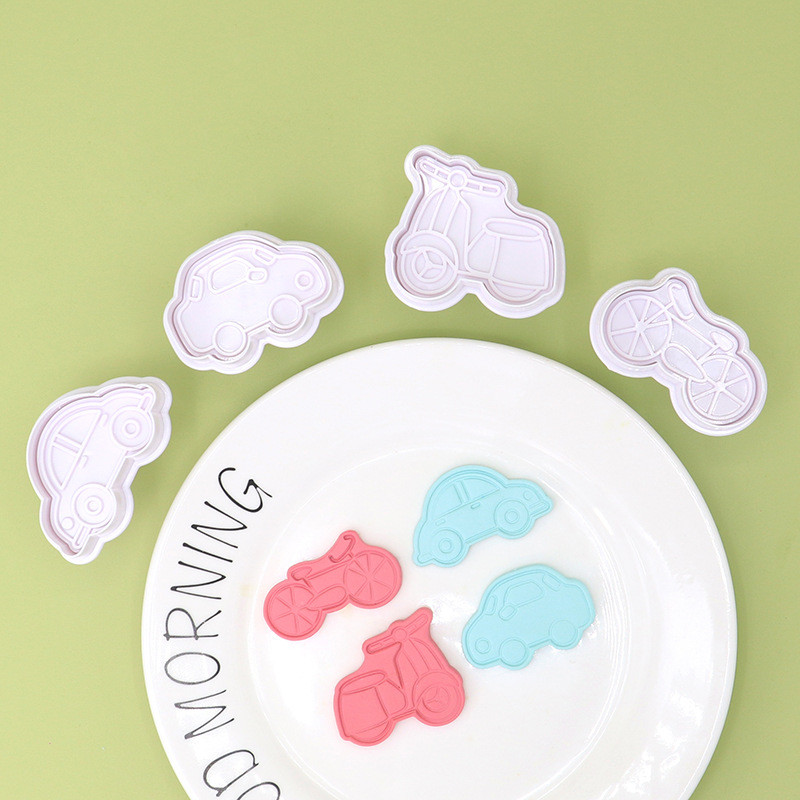 4 Chiếc Vận Chuyển Series Bánh Quy Lò Xo Khuôn Xe Cắt Cookie