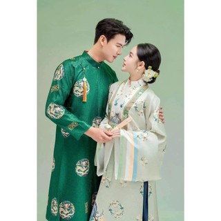 Cặp Áo Nhật Bình Cưới , Nam Chất Liệu Gấm Cao Cấp, Nữ Chất Liệu Tafta Sang Trọng , Việt Phục Cổ Trang Giao Thủy