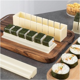 Bộ dụng cụ làm Sushi 3 mảnh có khuôn hình trái tim tròn vuông và hoạt hình bao gồm con lăn nĩa và thìa Bộ khuôn Sushi bằng nhựa dành cho người bắt đầu và sử dụng tại nhà 3 chiếc dễ làm sạch