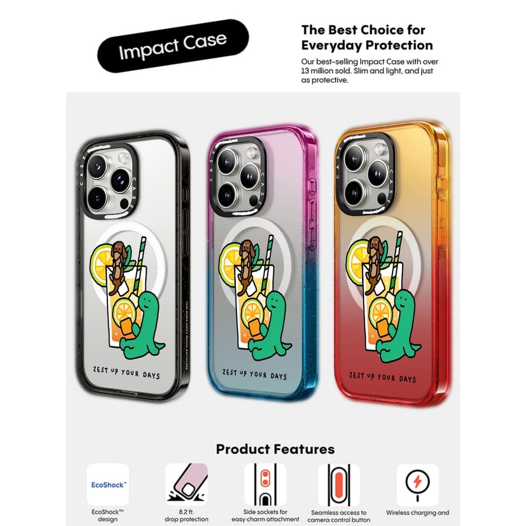 CASECASE X Joguman Vỏ Trà chanh Cạnh Đen Đào Haze Cotton Kẹo Bộ Sưu Tập Màu Sắc Trong Suốt Cứng Từ Hút Tác Động Dành Cho Apple IPhone 12 13 14 15 16 Pro Max Plus Có Hộp