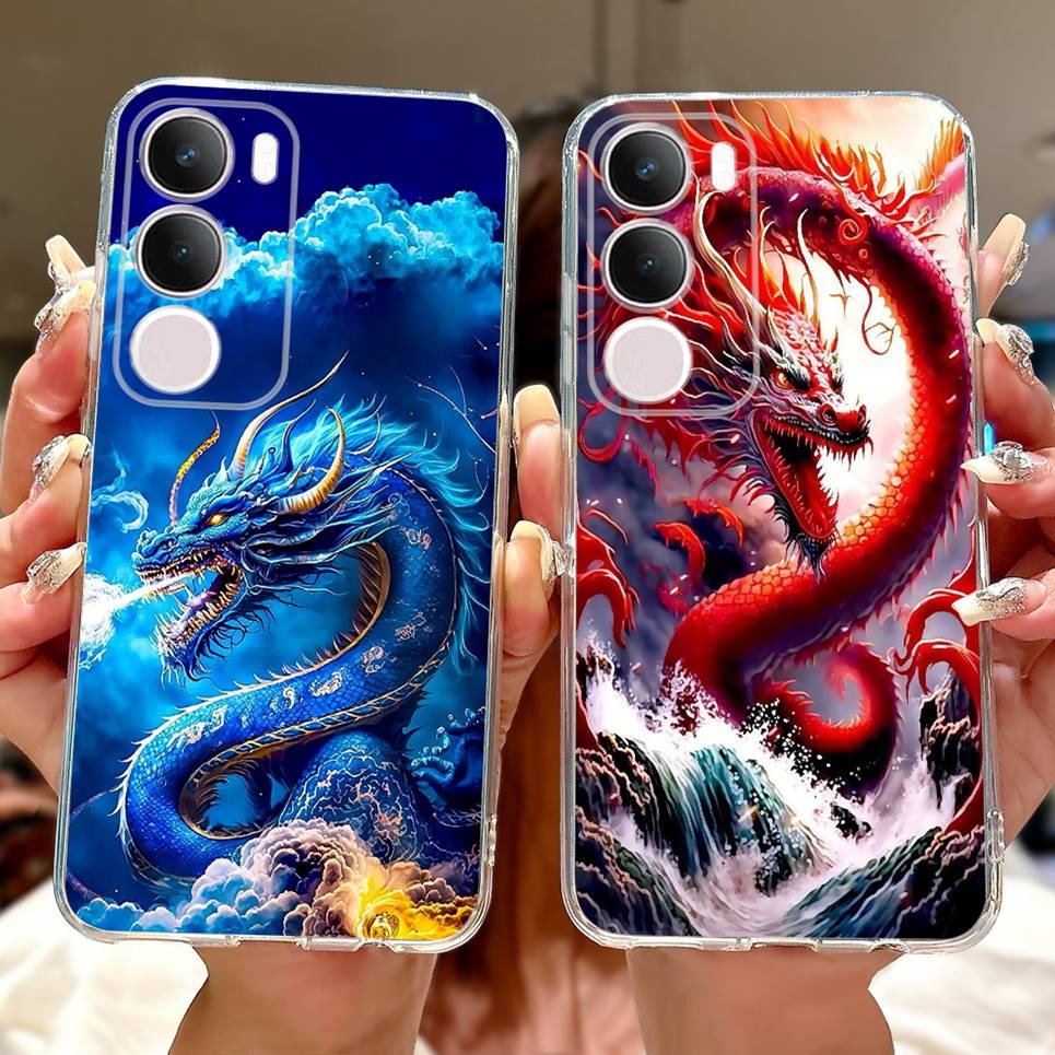 Dành Cho Vivo Y19s 4G V2419 / Vivo Y19 Y29 Y29s 5G Y19e Ấn Độ Ốp Lưng Điện Thoại Rồng Mát Sư Tử Hổ Cá Koi Vỏ Silicon TPU Mềm Trong Suốt