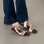 Phong cách Hàn Quốc Dép sandal nữ cao gót 4.5 phân quai ngang mẫu hot