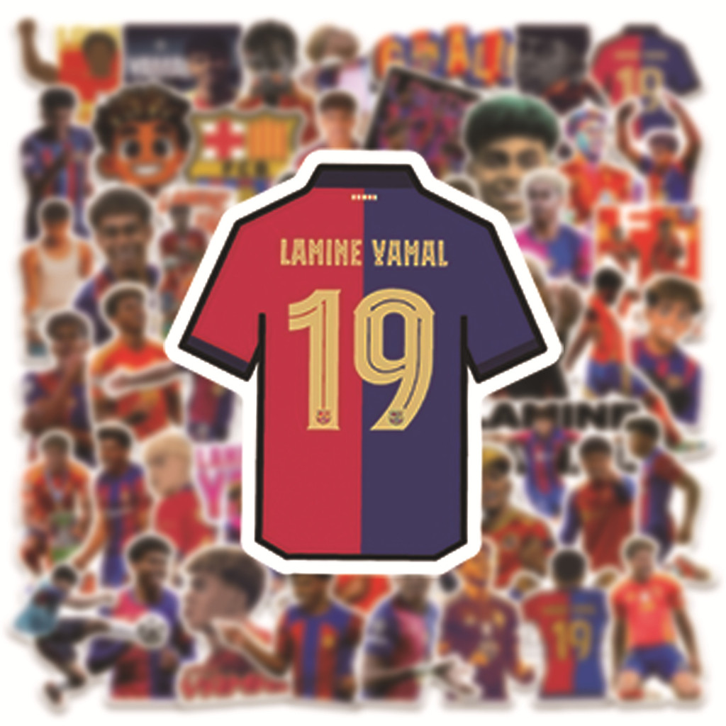HK1 50 Cái / bộ FC Barcelona FCB Lamine Yamal bóng đá ngôi sao dán trang trí cho ô tô điện thoại di động KH1