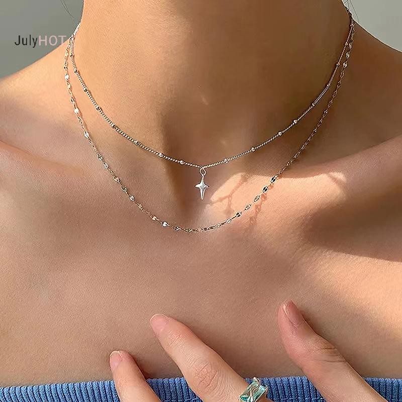 JULYHOT Thời Trang Nữ Mặt Dây Chuyền Vòng Cổ Boho Hai Lớp Vòng Cổ Cho Nữ Cô Gái Hai Lớp Dây Chuyền Vòng Cổ Punk Trang Sức Dự Tiệc Massivedeals