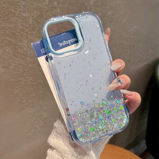 Kẹo Màu Lấp Lánh Ngôi Sao Bột Sequin Silicon Ốp Lưng Điện Thoại iPhone 16Promax 16Plus 15Promax 11 12 13 14 Pro Max Chống Sốc Nữ Điện Thoại Di Động