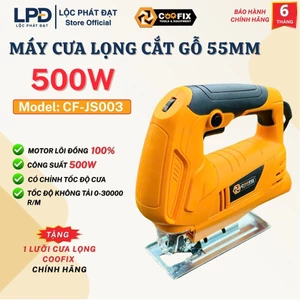 Máy cưa lọng COOFIX CF-JS003 công suất 500W, có chế độ chỉnh tốc độ cưa, tặng kèm 1 lưỡi cưa lọng, 1 bộ than chính hãng