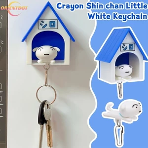 Anime Nhật Bản Crayon Shinchan Shiro Dog Móc Khóa Bộ Sưu Tập - Phim Hoạt Hình Màu Xanh Nhà Trắng Mẫu Chìa Khóa Lưu Trữ