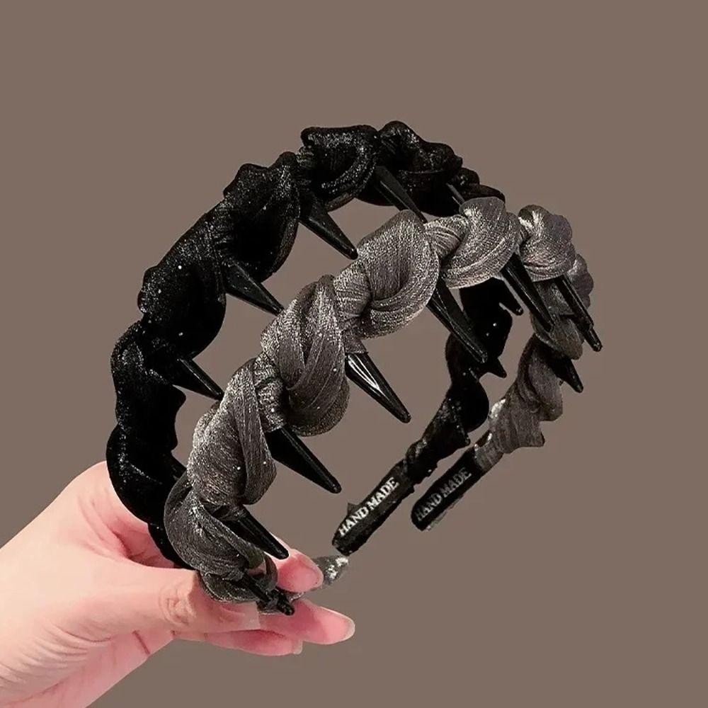 YOKEY Băng Đô Lưới Ren Đen Bền, Vòng Tóc Hình Chữ U Thanh Lịch dành cho Nữ và Bé Gái