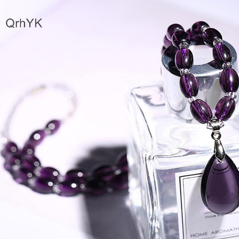 Nhà Máy Thời Trang Thạch Anh Tím Vòng Cổ Pha Lê Vòng Tay Thủ Công Pha Lê Decorativas Đá Trang Sức QrhYK