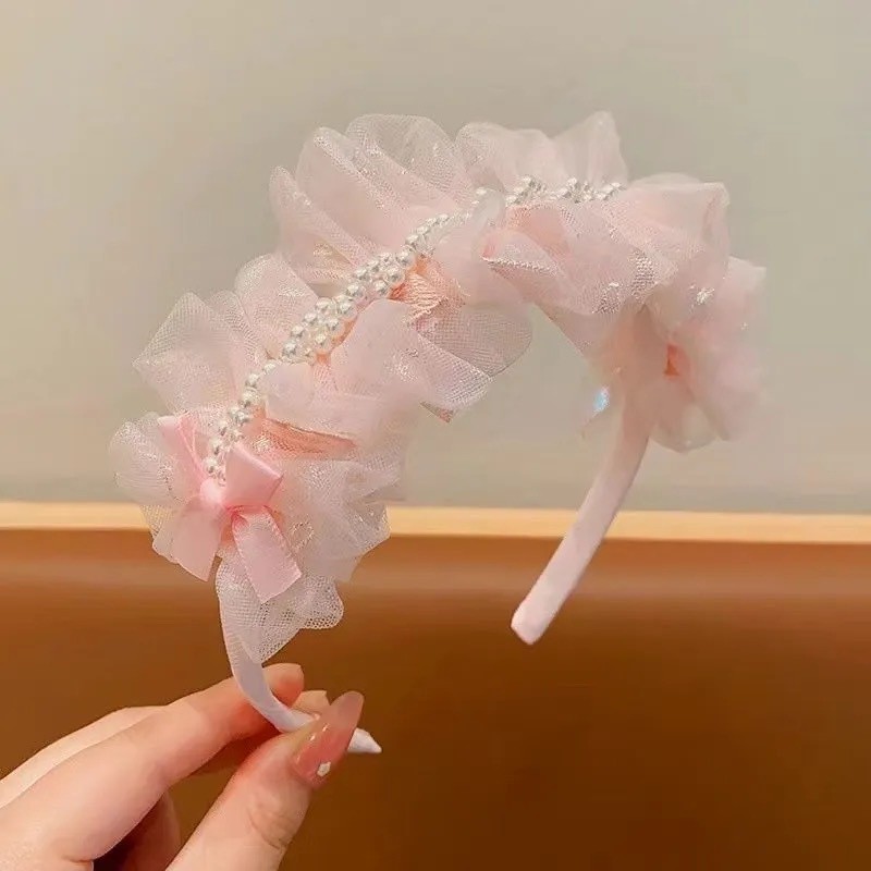 Băng đô xếp nếp bằng vải tuyn màu pastel thanh lịch - Phụ kiện thời trang