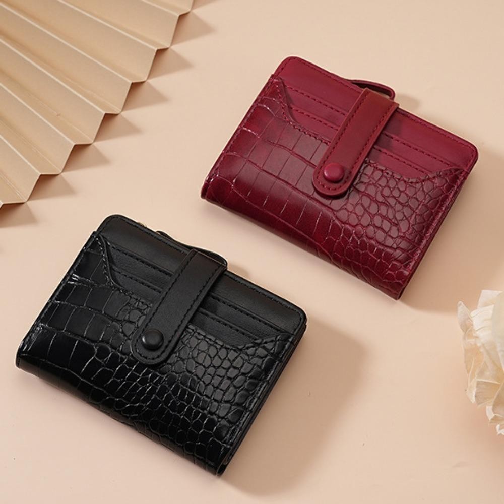 Ví Ngắn Nữ GUSTAVA, In Hình Cá Sấu Nhiều Khe Cắm Thẻ Ví Đựng Tiền Xu, Ví Da PU Màu Trơn Chống Thấm Nước Di Động Dành Cho Nữ