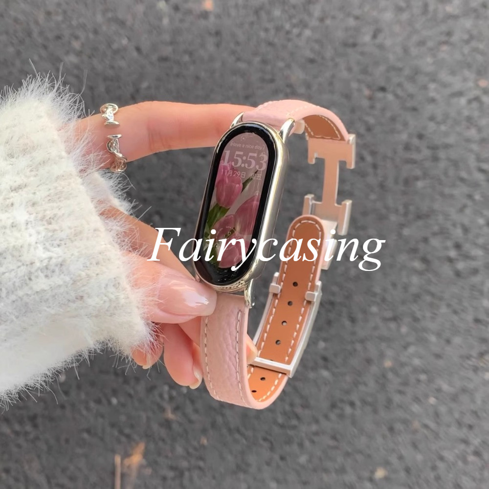 Dây da mỏng cho MIBand 10 9 8 7 Vòng đeo tay từ tính thay thế cho miband 6 5 4 3 Band Không có đồng hồ