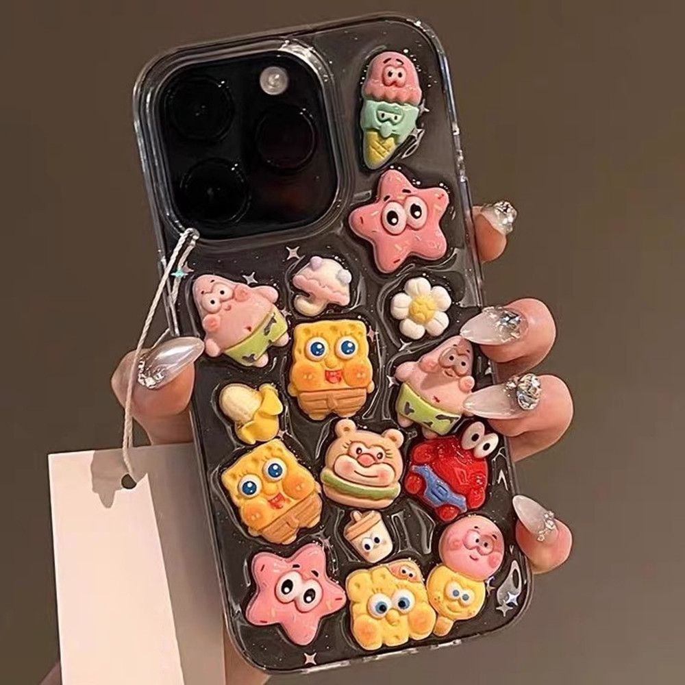 Ốp Điện Thoại Nhựa SpongeBob Patrick Star Cho iPhone 17 Pro Max 16 Plus 15 14 13 12 11 Vỏ Bảo Vệ Chống Sốc