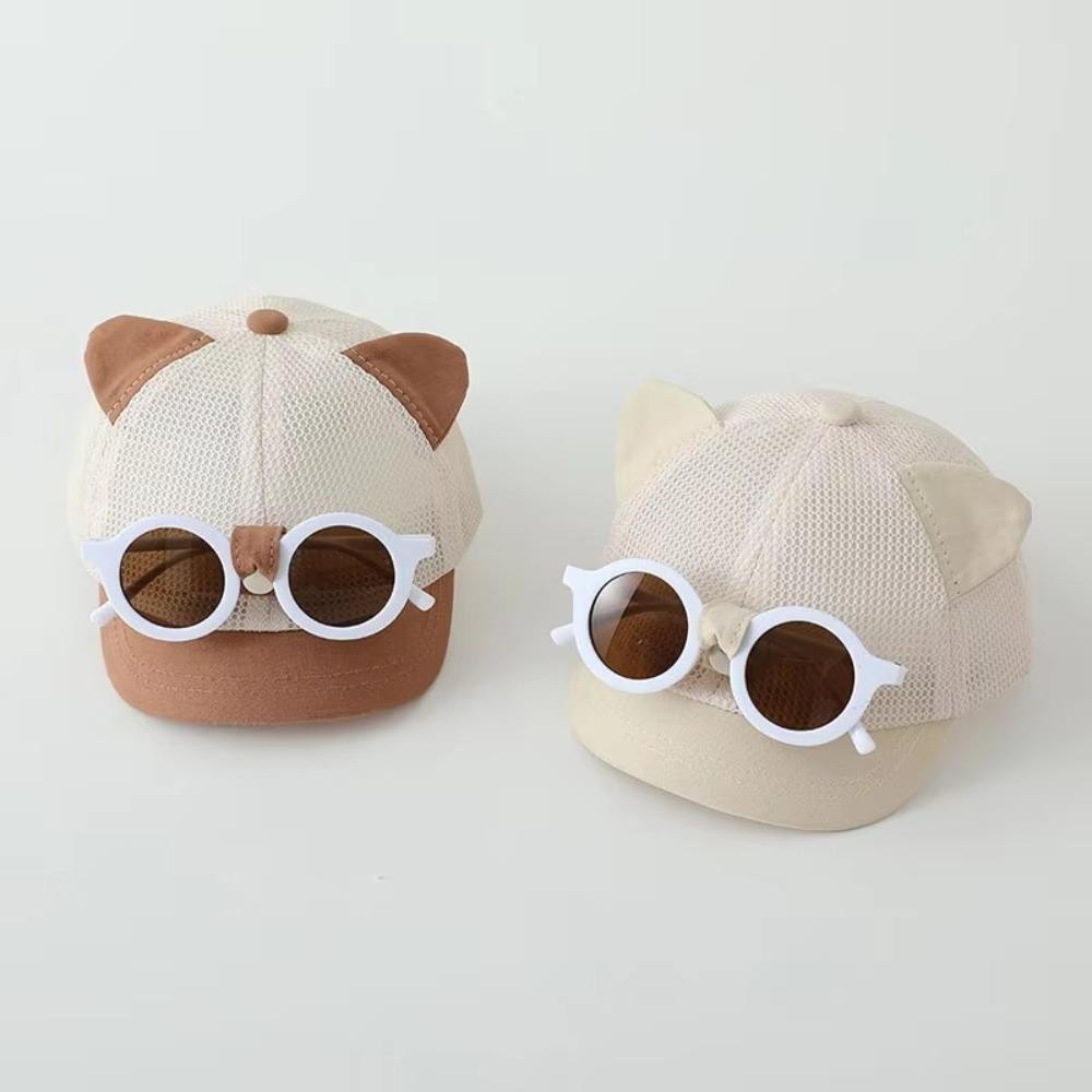 Mũ lưỡi vịt tập đi HOBBYIN, Mũ lưới thoáng khí cho bé, Chống nắng với kính râm có thể tháo rời Mũ chống nắng trẻ em có thể điều chỉnh