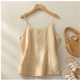 Áo camisole cotton lanh mới, phong cách vintage, thoáng mát, đồ mặc ở nhà đơn giản không tay,Áo khoác mùa hè,Áo ngủ phẳng,Áo bông tại nhà,Áo ngủ kiểu Trung Quốc