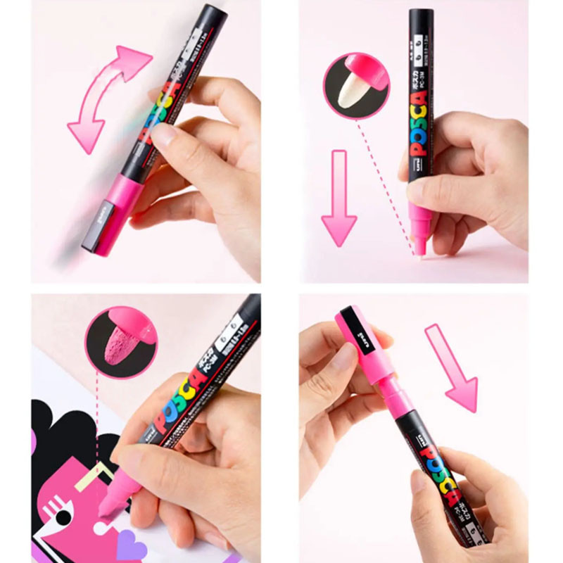 Uni bút đánh dấu PC-3M Bút đánh dấu màu gốc nước Thẻ POP Poster Graffiti Bút 0.9-1.3mm Tranh học sinh Vẽ tay bút đánh dấu